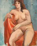 Seated Nude Woman by Aimee Kusto, Oil on Canvas, sold Jun 2025