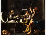 Maritimes Stillleben mit Figuren by Neapolitanischer Caravaggist des 17. Jahrhunderts, oil on canvas, offered Jul 2020