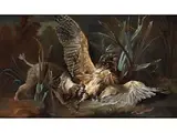 Kampf Zwischen Einem Barbet und Einem Rohrdommel by Jean-Baptiste Oudry, 1686 Paris – 1755 Beauvais, oil on canvas, offered Jul 2020