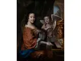 Bildnis Einer Adeligen Dame mit den Attributen der Heiligen Cäcilia by Joachim von Sandrart, oil on canvas, sold Dec 2016