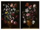 Zwei Stillleben mit Blumenbouquets in Metallenen Vasen by Pier Francesco Cittadini, oil on canvas, offered Jun 2016