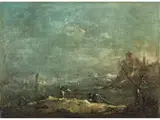 Venezianische Lagunenlandschaft by Francesco Guardi, oil on canvas, sold Jun 2023