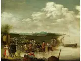 Die Wadenfischer Beim Einzug Ihrer Netze by Barent Avercamp, oil on panel, offered Dec 2022