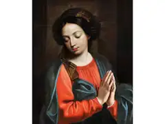 Maria mit Gefalteten Händen by Bartolomé Esteban Murillo, oil on canvas, sold Dec 2025