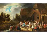 Rast vor Einer Schenke by Gillis van Tilborgh d. J., oil, sold Dec 2022