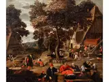 Das Hochzeitsfest by Pieter Brueghel d. J., oil on panel, sold Mar 2024