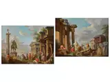Römische Architekturcapricci mit Figurenstaffage by Giovanni Paolo Panini, oil on canvas, offered Mar 2025