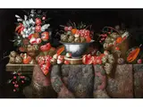 Stillleben mit Früchten und Blumen by Bernardo Polo, oil on canvas, sold Mar 2025