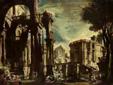 Architekturcapriccio mit Kaiserlicher Badanlage by Stefano Orlandi, oil on canvas, sold Sep 2022