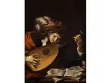 Der Lautenspieler by Claude Vignon, oil on canvas, offered Apr 2018