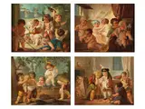 Gemäldezyklus – Allegorie der Vier Jahreszeiten als Kinderszenen by Jean Hugues Taraval, oil on canvas, offered Dec 2024