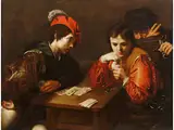 Die Falschspieler by Valentin de Boulogne, oil on canvas, sold Sep 2019