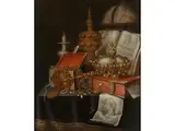 Vanitasstillleben mit Goldener Krone by Edwaert Collier, oil on canvas, offered Sep 2019