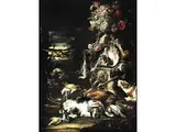 Stillleben mit Jagdbeute und Hunden by Gaetano Cusati, oil on canvas, offered Jun 2019