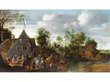 Trinkgelage mit Soldaten, Reitern und Landvolk Nach Einem Kriegsende by Sebastian Vrancx, oil on panel, sold Mar 2026