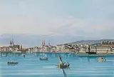 Vue de Zürich, prise depuis le lac by Johann-Rudolf Dikenmann, aquatint, sold Dec 2014