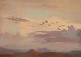 Wolkenstudie bei einsetzender Dämmerung by Johann Jakob Frey, oil on paper, sold Dec 2014