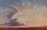 Wolkenstudie über der Ebene by Johann Jakob Frey, oil on paper, sold Dec 2014