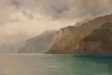 Landschaftsstudie am Vierwaldstättersee by Gustave Castan, oil on paper, sold Dec 2014