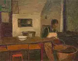 Küche in den Freibergen", 1944 by Albert Schnyder, oil on panel, sold Dec 2014
