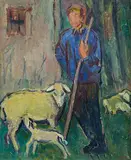 Der junge Hirte", 1942 by Turo Pedretti, oil on board, sold Dec 2014