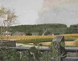Sommerluft auf der Breite Schaffhausen", 1940 by Ernst Georg Rüegg, oil on canvas, offered Dec 2014