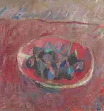Feigen in roter Schale, 1961 by Henri Schmid, oil on canvas, offered Dec 2014