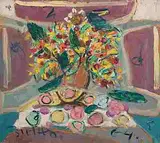 Blumen und Früchte, 1964 by Walter Arnold Steffen, oil on board, offered Dec 2014