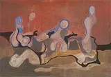 Figuren in einer Landschaft by Serge Brignoni, gouache, offered Dec 2014