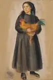 Frau mit Hahn by Pietro Chiesa, pastel, sold Dec 2014