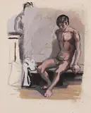 Männerakte by Thomas Ernst Gubler, gouache, sold Dec 2014