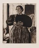 Paysanne s'habillant by Edouard Vallet, 1917, pencil, sold Dec 2014