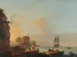 und Atelier Rückkehr der Fischer in eine mediterrane Hafenstadt bei Sonnenaufgang by Joseph Vernet, 1764, oil on canvas, offered Sep 2014