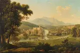 Ansicht der Isola del Liri mit dem Castello Boncompagni-Viscogliosi und dem Wasserfall by Alexandre-Hyacinthe Dunouy, oil on canvas, sold Sep 2014