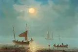 Fischerboote im Mondeslicht by Henriette Herminie Gudin, oil on panel, sold Sep 2014