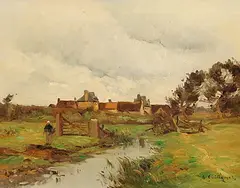 Landschaft mit Kanal by Antoine Guillemet, oil on canvas, sold Sep 2014