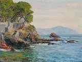 Küste bei Nervi by Berto Ferrari, oil on board, sold Sep 2014