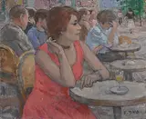 A la terrasse du café by François Gall, oil on canvas, offered Sep 2014