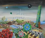 Paysage aux bulles by Georges Spiro, oil on canvas, offered Sep 2014