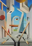 Surrealistische Komposition mit Auge und Mond by Georges Spiro, 1957, oil on canvas, sold Sep 2014