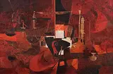 Rote Komposition by Ryszard Zajac, 1972, oil on canvas, sold Sep 2014