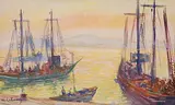 Segelschiffe am Hafen by Albert Lebourg, watercolor, offered Sep 2014
