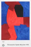 Composition bleue, rouge et noire by Serge Poliakoff, 1969, color lithograph, sold Sep 2014
