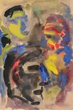 Zwei Männer eine Frau by Hubert Schmalix, oil on paper, sold Sep 2014