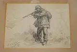 Jäger auf der Pirsch by Henri van Muyden, 1893, pencil, sold Sep 2014