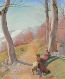 Die kleine Schäferin by Hans Widmer, oil on canvas, sold Sep 2014