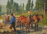 Holzfäller mit Pferdegespann by Hodel, Ernst Ii., oil, offered Sep 2014