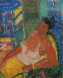 Heisser Sommertag auf der Veranda, 1947 by Adolf Herbst, oil on canvas, sold Sep 2014