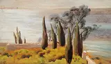 Friedhof von Ospedaletti", 1896 by Ernst Stückelberg, oil, offered Sep 2014