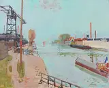 Frachthafen an der Seine, 1951 by Rudolf Zender, oil, sold Sep 2014